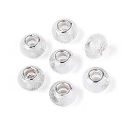 Белый Дым Прозрачные европейские бусины-рондель из смолы, с блестящей пудрой и латунными сердечниками платинового тона, бусины с большим отверстием, серый, 14x9 мм, отверстие : 5 мм