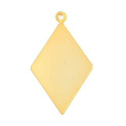 Золотой 925 подвески-заготовки из стерлингового серебра, ромб прелести, золотые, 26.5x15x0.5 мм, отверстие : 1.4 мм