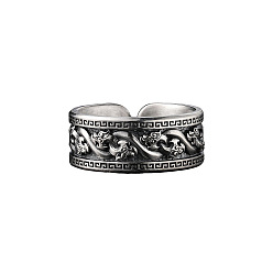Argent Antique Manchettes ouvertes en laiton pour hommes, fleur, argent antique, 15~20mm