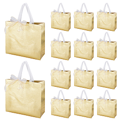 Or 50 Lot de sacs de rangement en tissu non tissé, sacs à provisions, rectangle, avec 1 bordure en dentelle de polyester roulée, or, 31.6x12.1x28.5 cm
