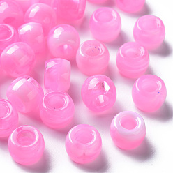 Бледно-Розовый Европейский бусы акриловые, имитация драгоценных камней, бусины с большим отверстием, рондель, розовый жемчуг, 9x6 мм, отверстие : 4 мм, Около 1790~1840 шт / 500 г