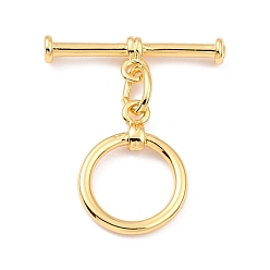 Настоящее золото 18K Покрытие стойки латунные застежки-тумблеры, долговечный, кольцо, реальный 18 k позолоченный, Кольцо: 18x14x2 mm, отверстие : 1.8 мм, бар: 24x7x3 mm, отверстие : 1.8 мм