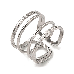 Нержавеющая Сталь Цвет Не тускнеет 304 открытые манжетные кольца из нержавеющей стали, несколько строк, цвет нержавеющей стали, размер США 7 3/4 (17.9 мм)