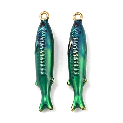 Зеленый 304 нержавеющей стальной эмали подвески, рыба, реальный 18 k позолоченный, ионное покрытие (ip), зелёные, 30x6x5.5 мм, отверстие : 1.5 мм