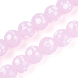 Бледно-Розовый Бусы лэмпворк ручной работы, круглый с когтем, розовый жемчуг, 11.5~12.5 мм, отверстие : 1~1.4 мм, около 45 шт / нитка, 19.69 дюйм (50 см)