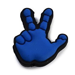 Прусский Синий Силиконовые бусины, изготовление ожерелий diy, рука, берлинская лазурь, 34x29.5x10 мм, отверстие : 2 мм