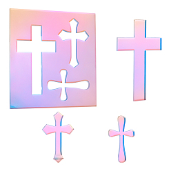 Разноцветный Акриловые шаблоны, крестик, красочный, 21x21x4.5 мм