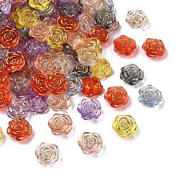 (52) Непрозрачная лаванда Пластиковые шарики, цветок, золотой металл обвитыми, разноцветные, 18.5x7 мм, отверстие : 1.6 мм, Около 511 шт / 500 г