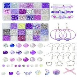 Фиолетовый Наборы для самостоятельного изготовления сережек из стеклянных бусин, фиолетовые, 8 мм