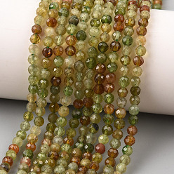 Турмалин Бусы из натурального зеленого турмалина, граненые, круглые, 3.5~4 мм, отверстие : 0.7 мм, около 94~98 шт / нитка, 14.96''~15.55'' (38~39.5 см)