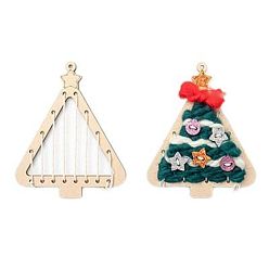 Farbig DIY Weihnachtsbaum Holzwebkunst, inklusive MDF-Schablone, Wollgarn, Baumwollfaden und Plastiknadel, Farbig, 14.8x12x0.3 cm, Bohrung: 4 mm, 1 Stk. / Satz