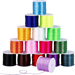 (52) Непрозрачная лаванда 16 рулоны 16 цвета плоские эластичные хрустальные нити, эластичная нить для бисера, для изготовления эластичного браслета, разноцветные, 0.8 мм, около 65.62 ярдов (60 м) / рулон, 1 рулон / цвет
