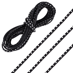 Black Flat Leather Craft Shoemaker Cord with Metal Rivet, Shoe Sole Edge Welt Strip Accessories, Black, 5x3mm, about 5.47 Yards(5m)/pc