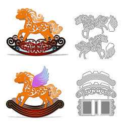 Лошадь Углеродистая сталь разрезает трафареты, для diy scrapbooking, Фотоальбом, декоративная бумага для тиснения, форма для поздравительных открыток, лошадь, 110x101~106x0.8 мм, 2 шт / комплект