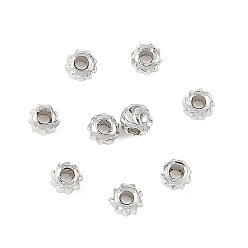 Real Platinum Plated SHEGRACE Brass Spacer Beads, Cadmium Free & Nickel Free & Lead Free, Round, Curved, Real Platinum Plated, 3mm, Hole: 1mm