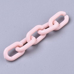 Pearl Pink Opaque Acrylic Linking Rings, Quick Link Connectors, For Jewelry Cable Chains Making, Oval, Pearl Pink, 15x9x3mm, Inner Diameter: 3.5x9mm, about 2170pcs/500g