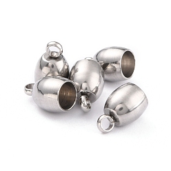 Stainless Steel Color Tarnish Resistant 202 Stainless Steel Cord Ends, Stainless Steel Color, 10.5x7mm, Hole: 2mm, Inner Diameter: 5mm