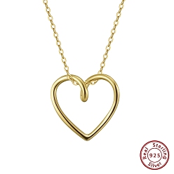 Real 14K Gold Plated 925 Sterling Silver Pendants, Heart Charms, without Necklace, Real 14K Gold Plated, 17x18mm