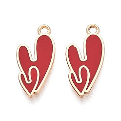 (123L) Белый крем непрозрачный блеск Подвески из эмали и сплава, стойки покрытие, сердце прелести, золотые, огнеупорный кирпич, 21x10x1.2 мм, отверстие : 1.6 мм