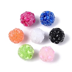 Color mezclado Cuentas de diamantes de imitación de resina acrílica opaca y transparente, rondelle con el patrón de corazón, color mezclado, 20~21.5x18.5~19.5 mm, agujero: 2.5 mm