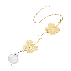 Золотой Кулон в виде ловца солнца из граненого стекла, с латунной и железной фурнитурой, для дома, садовый декор, клевер, золотые, 480 мм