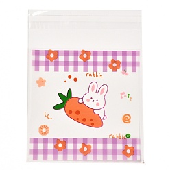 Кролик Пластиковый пакет для форм для выпечки, с самоклеющейся, для шоколада, конфеты, печенье, Картина кролика, 13x10x0.03 см, около 95~100 шт / упаковка