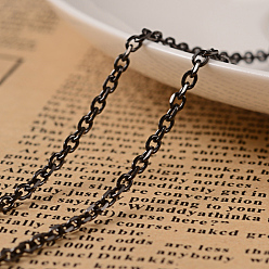 Electrophoresis Black 304 кабельные цепи из нержавеющей стали, цепи с алмазной огранкой, несварные, граненые, с катушкой, овальные, ионное покрытие (ip), электрофорез черный, 3x2x0.6 мм, около 32.8 футов (10 м) / рулон