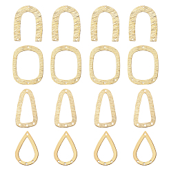 Без Покрытия 24 шт. 4 стиль латунные звенья для люстр, прямоугольник со скругленными углами, треугольник, арка и капля, сырой (без покрытия), 30.5~36x17.5~27x0.5~1 мм, отверстие : 1.2~1.5 мм, 6 шт / стиль