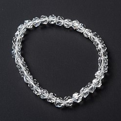 Transparent Glasperlen Armbänder strecken, facettiert, Vieleck, Transparent, Perlen: 5x6 mm, Innendurchmesser: 2 Zoll (5.2 cm)