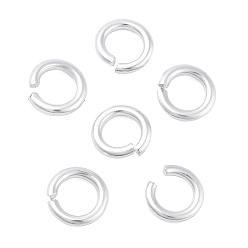 Серебро Алюминиевые открытые кольца, пропил пилой закругленный, серебряные, 6.5~7x1 мм, внутренний диаметр: 4 мм