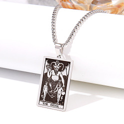 Нержавеющая Сталь Цвет Ретро хип-хоп 304 ожерелья с подвесками таро из нержавеющей стали для мужчин, цвет нержавеющей стали, 24.02 дюйм (61 см)