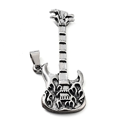 Античное Серебро Тибетский сплав стиля большие кулоны, гитарные прелести, античное серебро, 57.5x24x3 мм, отверстие : 7.5x4.5 мм