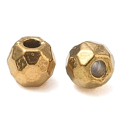 Real 18K Gold Plated 304 Stainless Steel Beads, Faceted, Round, Ion Plating(IP), Real 18K Gold Plated, 5x4.5mm, Hole: 1.6mm