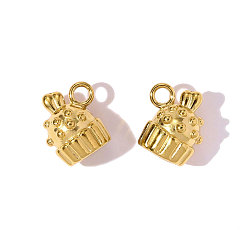 Настоящее золото 18K 304 подвески из нержавеющей стали, торт прелести, зеркальная полировка, ионное покрытие (ip), реальный 18 k позолоченный, 12x9 мм