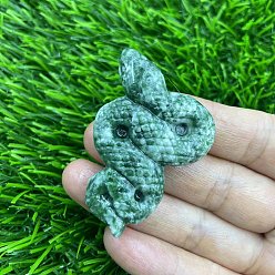 Камень с Зелеными Точками Натуральное зеленое пятно, резная статуя змеи из яшмы, украшение дома, Статуэтки по фен-шуй для украшения домашнего офиса, 50 мм