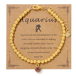 Водолей Синтетический немагнитных гематит браслеты, браслеты созвездия со стразами для мужчин и женщин, Водолей, 7-1/8 дюйм (18 см)