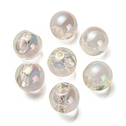 Прозрачный Прозрачное УФ-покрытие радужные переливающиеся акриловые бусины, бусина в бусине, круглые бусины судзумару, прозрачные, 15.5~16 мм, отверстия : 3 mm и 4.5 мм