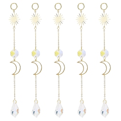 Прозрачный АВ Гальванопластика стеклянные оконные подвесные ловцы солнца, солнце с луной латунные подвески украшения украшения, ясно AB, 7.60 дюйм (19.3 см)