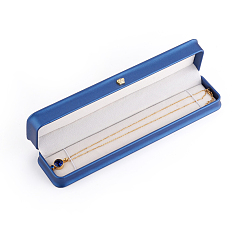 Синий Подарочные коробки ожерелья браслета из искусственной кожи, с позолоченной железной короной и бархатом внутри, для свадьбы, футляр для хранения ювелирных изделий, синие, 24x5.5x3.9 см