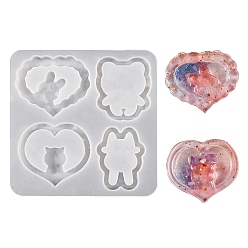 Кролик DIY силиконовые формы кулон, формы для литья смолы, белые, кролик, 115x115x9 мм, внутренний диаметр: 47~49x38.5~56.5 мм