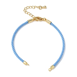 Васильковый 2мм витой круглый нейлоновый шнур для изготовления браслета, подходит для соединительных шармов, с латунными выводами и 303 застежками из лобстера из нержавеющей стали, реальный 18 k позолоченный, васильковый, 6.22 дюйм (15.8 см)