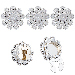 Платина 5шт. латунные запонки со стразами, пряжки для шалей и накидок, для аксессуаров для одежды, гриб, платина, 21x13.5 мм, отверстие : 10x5 мм.