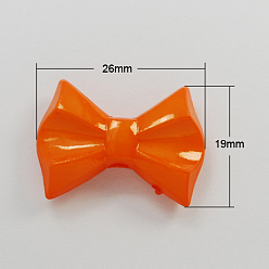 Темно-Оранжевый Непрозрачные акриловые бусины, граненые, бантом, темно-оранжевый, 19x26x7 мм, Отверстие : 3 мм , около 300 шт / 500 г