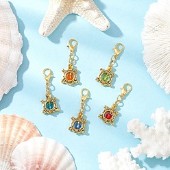 (52) Непрозрачная лаванда Подвеска в тибетском стиле из сплава и стеклянных бусин черепаха, с карабин-лобстерами , разноцветные, 33.5 мм