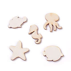 Цвет Древесины Тема морского мира деревянные кабошоны, разнообразные, деревесиные, 17.5~30x15.5~30x2.5 мм