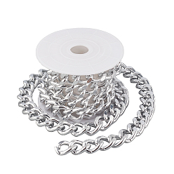 Platinum DIY Chain Necklace Making Kits, Including 1m Aluminium Curb Chain, Platinum, 16.5x13x6mm