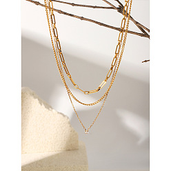 Golden 304 Stainless Steel 3 Layer Chain Necklaces for Women, Golden, 15.87 inch(40.3cm)