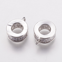 Платина Поручни из латунной трубки, петля под залог, с кубического циркония, колонка, платина, 12x9x4.5 мм, отверстие : 2 мм