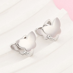 Платина Латунные серьги обруча, бабочка, платина, 9.5x10.5x10.5 мм