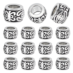 Antique Silver 150Pcs Tibetan Style Alloy European Beads, Round, Large Hole Beads, Antique Silver, 7.5x5.5mm, Hole: 4mm